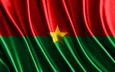 drapeau du burkina faso, 4k, soie 3d drapeaux, pays d'afrique, jour du burkina faso, 3d tissu vagues, burkina faso drapeau, soie ondulée drapeaux, pays africains, burkina faso symboles nationaux, burkina faso, afrique
