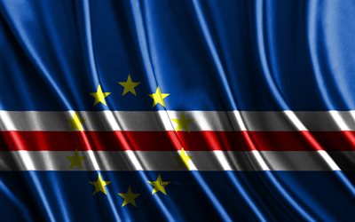 drapeau de cabo verde, 4k, soie 3d drapeaux, pays d'afrique, jour de cabo verde, tissu 3d vagues, cabo verde drapeau, drapeaux ondulés de soie, pays africains, cabo verde symboles nationaux, cabo verde, afrique