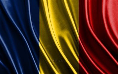 bandera de chad, 4k, banderas 3d de seda, países de áfrica, día de chad, ondas de tela 3d, banderas onduladas de seda, países africanos, símbolos nacionales de chad, chad, áfrica