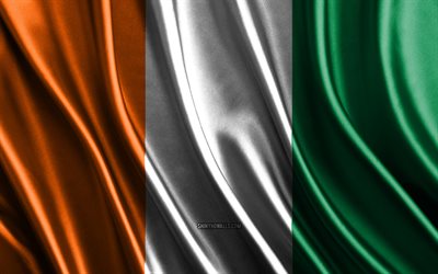Flag of Ivory Coast, 4k, silk 3D flags, Countries of Africa, Day of Ivory Coast, 3D fabric waves, Ivorian flag, silk wavy flags, Ivory Coast flag, African countries, Ivorian national symbols, Ivory Coast, Africa, Cote d Ivoire