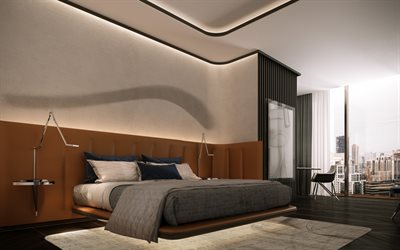 寝室のインテリアデザイン, モダンなインテリア デザイン, 寝室, 寝室の黒い色, スタイリッシュなインテリア, 寝室のアイデア