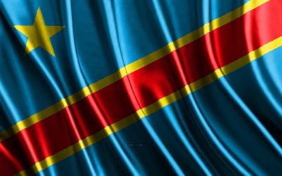 flagge der dr kongo, 4k, seiden-3d-flaggen, länder afrikas, tag der dr kongo, 3d-stoffwellen, dr-kongo-flagge, seidenwellenfahnen, afrikanische länder, dr kongo, afrika