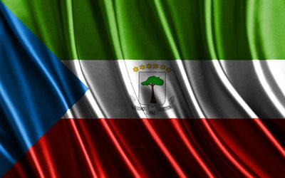 Flag of Equatorial Guinea, 4k, silk 3D flags, Countries of Africa, Day of Equatorial Guinea, 3D fabric waves, Equatorial Guinea flag, silk wavy flags, African countries, Equatorial Guinea national symbols, Equatorial Guinea, Africa