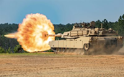 4k, M1A2 SEP V2 Abrams, shot, US army, american tanks, US main battle tank, sand camouflage, pictures with tanks, armored vehicles, MBT, tanks