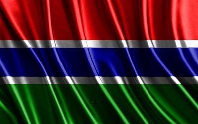 gambiya bayrağı, 4k, ipek 3d bayraklar, afrika ülkeleri, gambiya günü, 3d kumaş dalgaları, ipek dalgalı bayraklar, gambiya ulusal sembolleri, gambiya, afrika