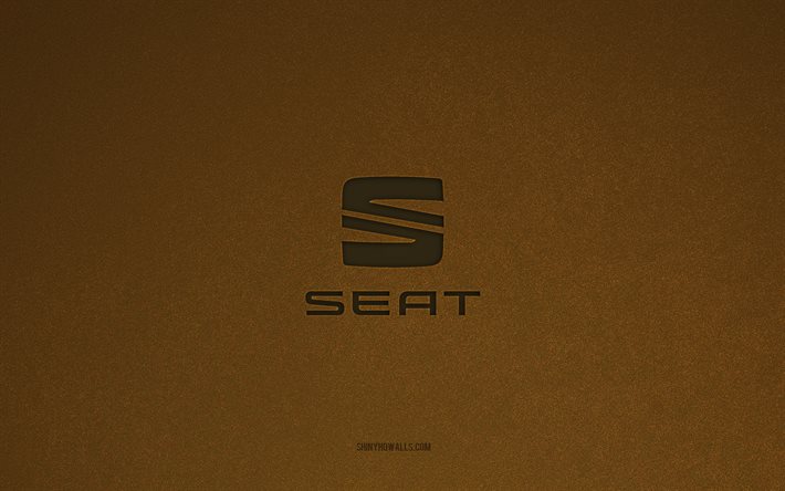 Seat logo, 4k, car logos, Seat emblem, brown stone texture, Seat, popular car brands, Seat sign, brown stone background