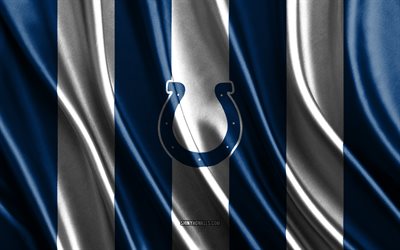 indianapolis colts, nfl, blau-weiße seidenstruktur, indianapolis colts-flagge, american football-team, national football league, american football, seidenflagge, indianapolis colts-emblem, usa, indianapolis colts-abzeichen