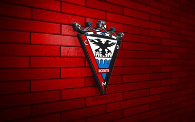 CD Mirandes 3D logo, 4K, red brickwall, LaLiga2, soccer, spanish football club, CD Mirandes logo, CD Mirandes emblem, La Liga 2, football, CD Mirandes, sports logo, Mirandes FC