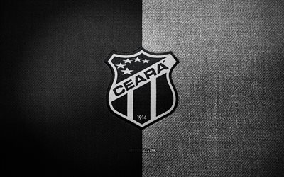 Ceara SC badge, 4k, black white fabric background, Brazilian Serie A, Ceara SC logo, Ceara SC emblem, sports logo, Brazilian football club, Ceara SC, soccer, football, Ceara FC