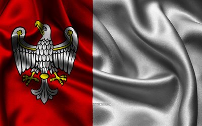 Greater flag, 4K, polish voivodeships, satin flags, Day of Greater, flag of Greater, wavy satin flags, Voivodeships of Poland, Greater, Poland