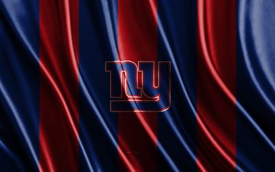 new york giants, nfl, blau-rote seidenstruktur, new york giants-flagge, american-football-team, national football league, american football, seidenflagge, new york giants-emblem, usa, new york giants-abzeichen
