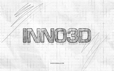 شعار رسم inno3d, 4k, متقلب ورقة الخلفية, inno3d الشعار الأسود, العلامات التجارية, اسكتشات الشعار, شعار inno3d, الرسم بقلم الرصاص, inno3d