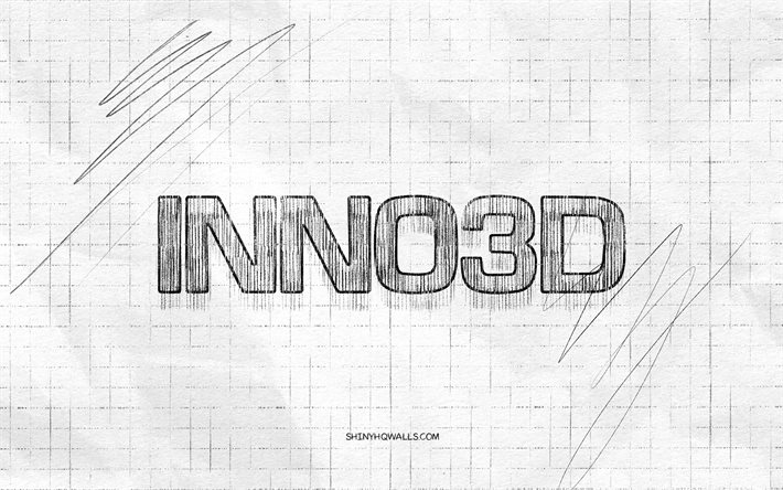 شعار رسم inno3d, 4k, متقلب ورقة الخلفية, inno3d الشعار الأسود, العلامات التجارية, اسكتشات الشعار, شعار inno3d, الرسم بقلم الرصاص, inno3d