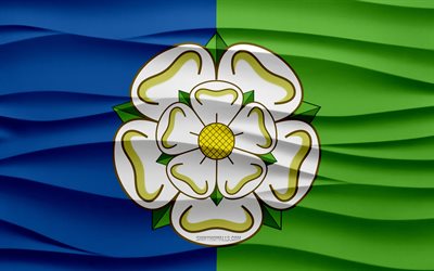 4k, Flag of East Riding of Yorkshire, 3d waves plaster background, East Riding of Yorkshire flag, English national symbols, Day of East Riding of Yorkshire, county of England, East Riding of Yorkshire, England