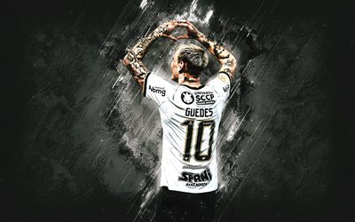 Roger Guedes, Corinthians, brazilian soccer player, white stone background, Brazilian Serie A, football, Corinthians Paulista