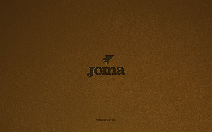 joma logo, 4k, herstellerlogos, joma emblem, braune stein textur, joma, beliebte marken, joma -zeichen, brauner steinhintergrund