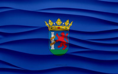 4k, bandeira de badajoz, 3d waves plaster background, badajoz flag, textura 3d ondas, símbolos nacionais espanhóis, dia de badajoz, províncias espanhol, band 3d badajoz, badajoz, espanha