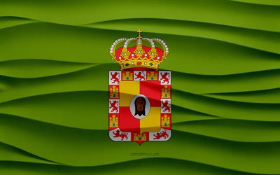 4k, bandeira de jaen, 3d waves plaster background, jaen flag, textura 3d ondas, símbolos nacionais espanhóis, dia de jaen, províncias espanholas, 3d jaen flag, jaen, espanha