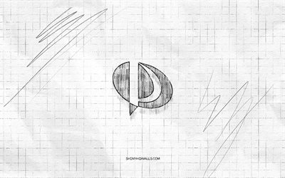 palit sketch logo, 4k, fond de papier à carreaux, logo noir palit, marques, croquis de logo, logo palit, dessin au crayon, palit