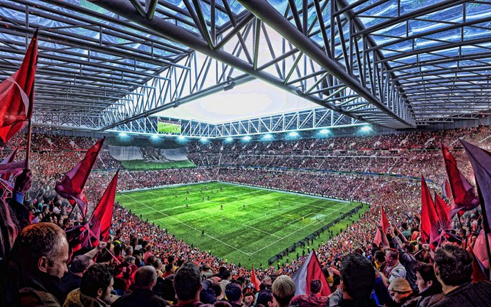 4k, New Feyenoord Stadium, inside view, football field, Rotterdam, Netherlands, Feyenoord Stadium, football