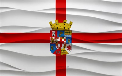 4k, bandiera di almeria, sfondo in gesso onde 3d, bandiera almeria, consistenza delle onde 3d, simboli nazionali spagnoli, giorno di almeria, province spagnole, bandiera 3d almeria, almeria, spagna