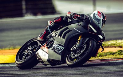 4k, Ducati Panigale V4 SP2, bokeh, 2022 bikes, raceway, sportsbikes, superbikes, 2022 Ducati Panigale V4 SP2, black motorcycles, italian motorcycles, Ducati