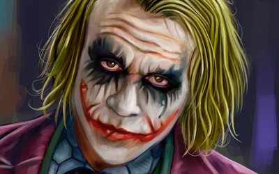 Joker face, 4k, artwork, supervillain, creative, Joker, fan art, Joker 4K, cartoon joker, paint art