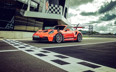 Porsche 911 GT3 RS, 4k, finish line, 2022 cars, raceway, supercars, 2022 Porsche 911 GT3 RS, german cars, Porsche