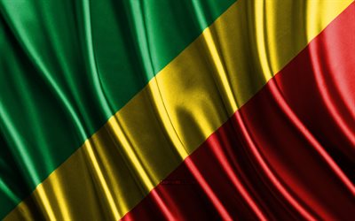 drapeau du congo-brazzaville, 4k, soie 3d drapeaux, pays d'afrique, jour du congo-brazzaville, tissu 3d vagues, congo-brazzaville drapeau, soie drapeaux ondulés, pays africains, congo-brazzaville symboles nationaux, congo-brazzaville, afrique, république du congo