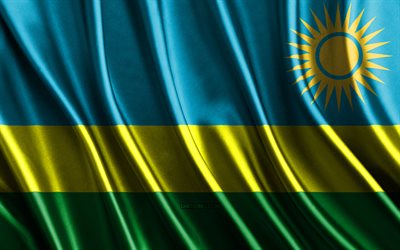 bandera de ruanda, 4k, banderas 3d de seda, países de áfrica, día de ruanda, ondas de tela 3d, banderas onduladas de seda, países africanos, símbolos nacionales de ruanda, ruanda, áfrica