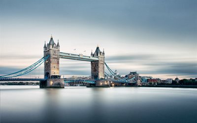 Tower Bridge, morning, sunrise, Thames River, London, suspension bridge, London Landmark, View from Shad Thames, London cityscape, England
