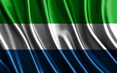 drapeau de la sierra leone, 4k, soie 3d drapeaux, pays d'afrique, jour de la sierra leone, tissu 3d vagues, soie ondulée drapeaux, pays africains, sierra leone symboles nationaux, sierra leone, afrique