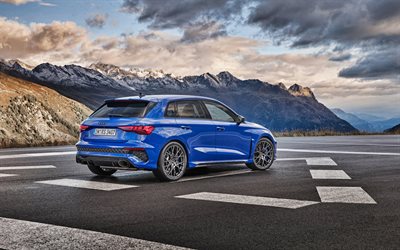 2023, Audi RS3 Sportback performance, 4k, rear view, exterior, Audi RS3 Performance Edition, blue Audi RS3, new RS3 Sportback 2023, German cars, Audi