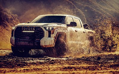 Toyota Tundra TRD Pro, 4k, offroad, 2022 cars, extreme, mud, pickups, 2022 Toyota Tundra, japanese cars, Toyota