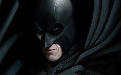 faccia di batman, 4k, arte 3d, supereroi, christian bale, creativo, batman, immagini con batman, fumetti dc, batman 4k, batman 3d