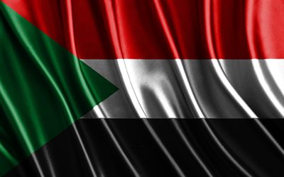 bandeira do sudão, 4k, bandeiras 3d de seda, países da áfrica, dia do sudão, ondas de tecido 3d, bandeira sudanesa, bandeiras onduladas de seda, países africanos, símbolos nacionais do sudão, sudão, áfrica