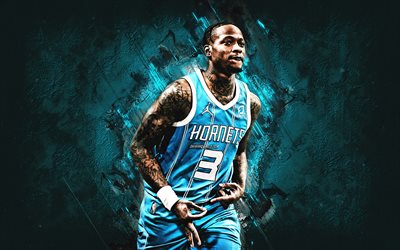 Terry Rozier, Charlotte Hornets, turquoise stone background, NBA, American basketball player, Terry William Rozier III, basketball, USA