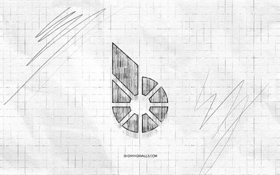 logo de croquis bitshares, 4k, fond de papier à carreaux, logo noir bitshares, crypto-monnaies, croquis de logo, logo bitshares, dessin au crayon, bitshares