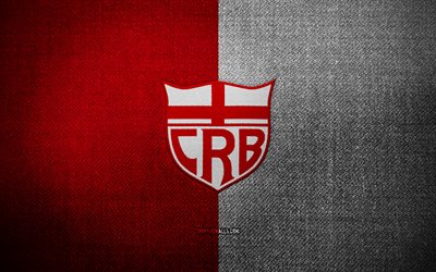 distintivo crb, 4k, sfondo in tessuto bianco rosso, serie b brasiliana, logo crb, emblema crb, logo sportivo, squadra di calcio brasiliana, clube de regatas brasil, calcio, crb fc