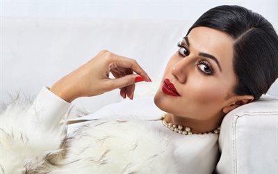4k, Taapsee Pannu, portrait, Indian actress, photoshoot, white dress, makeup, Indian fashion model, beautiful woman, Bollywood