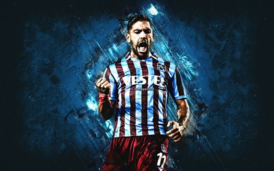 Anastasios Bakasetas, Trabzonspor, Greek football player, portrait, blue stone background, Turkey, football