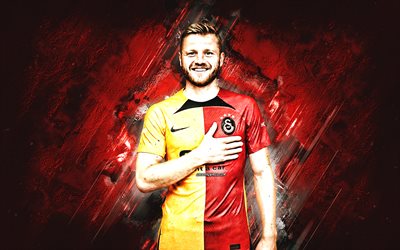 Fredrik Midtsjo, Galatasaray, Norwegian footballer, portrait, red stone background, Turkey, football