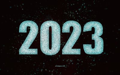 fundo azul claro 2023, 4k, feliz ano novo 2023, arte com glitter, 2023 fundo de brilho azul claro, conceitos de 2023, 2023 feliz ano novo, luzes azuis claras, 2023 modelo azul claro