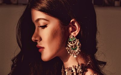 4k, shanaya kapoor, retrato, atriz indiana, maquiagem, sessão de fotos, modelo de moda indiana, linda mulher indiana, estrela indiana