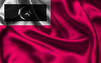 쿠알라 네루스 테렝가누 지구 깃발, 4k, 테렝가누 지구, 새틴 플래그, 쿠알라 네루스 테렝가누 지구의 국기, 물결 모양의 새틴 플래그, 쿠알라 네루스 테렝가누 지구, 말레이시아, 쿠알라 네루스 지구