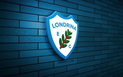 Londrina FC 3D logo, 4K, blue brickwall, Brazilian Serie B, soccer, brazilian football club, Londrina FC logo, Londrina FC emblem, football, Londrina, sports logo, Londrina FC