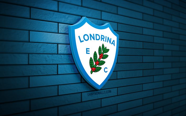 론드리나 fc 3d 로고, 4k, 파란색 벽돌 벽, 브라질 세리에 b, 축구, 브라질 축구 클럽, 론드리나 fc 로고, 론드리나 fc 엠블럼, 론드리나, 스포츠 로고, 론드리나 fc