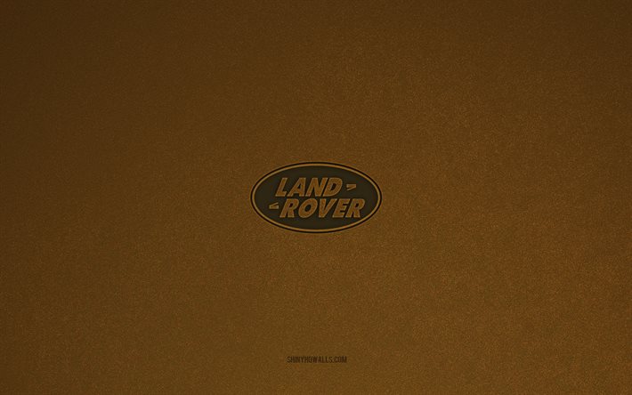 land rover logosu, 4k, araba logoları, land rover amblemi, kahverengi taş doku, land rover, popüler otomobil markaları, land rover işareti, kahverengi taş arka plan