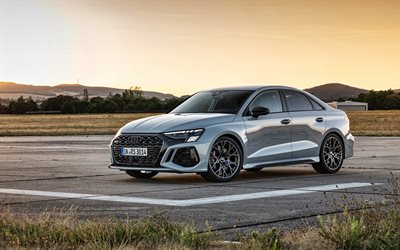 2023, Audi RS3 Performance Edition, 4k, front view, exterior, gray sedan, Audi RS3 sedan, gray Audi RS3, new RS3 2023, german cars, Audi
