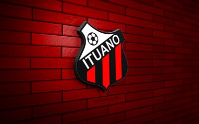 イトゥアーノfcの3dロゴ, 4k, 赤レンガの壁, ブラジル セリエ b, サッカー, ブラジルのサッカークラブ, イトゥアーノfcのロゴ, イトゥアーノfcのエンブレム, フットボール, イトゥアノ, スポーツのロゴ, イトゥアーノfc